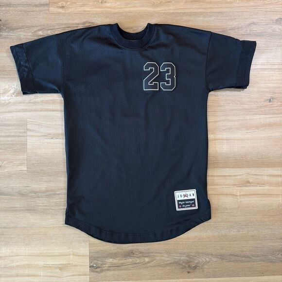 Nike Air Jordan Flight 23 Black Mesh Baseball Jersey Size XS Basketball Street - Picture 1 of 5